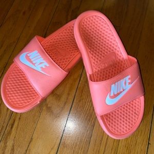 Peach Nike Slides